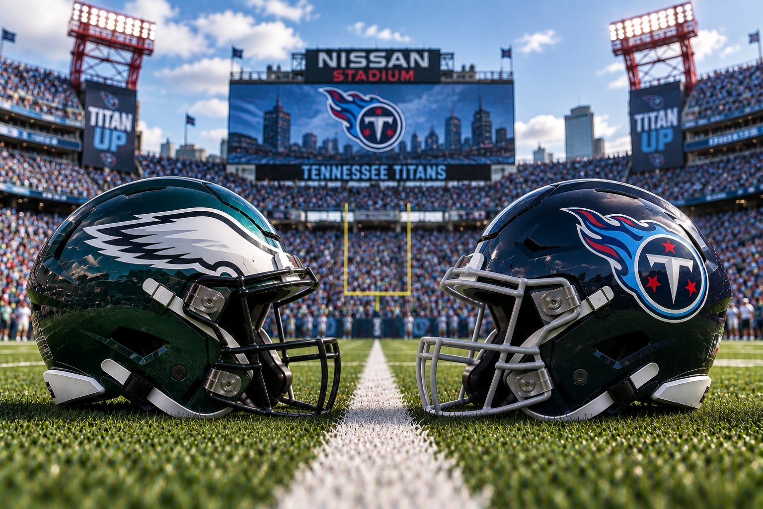 Philadelphia Eagles at Tennessee Titans NFL Week 2 matchup graphic with total pick and analysis from Joe Jensen