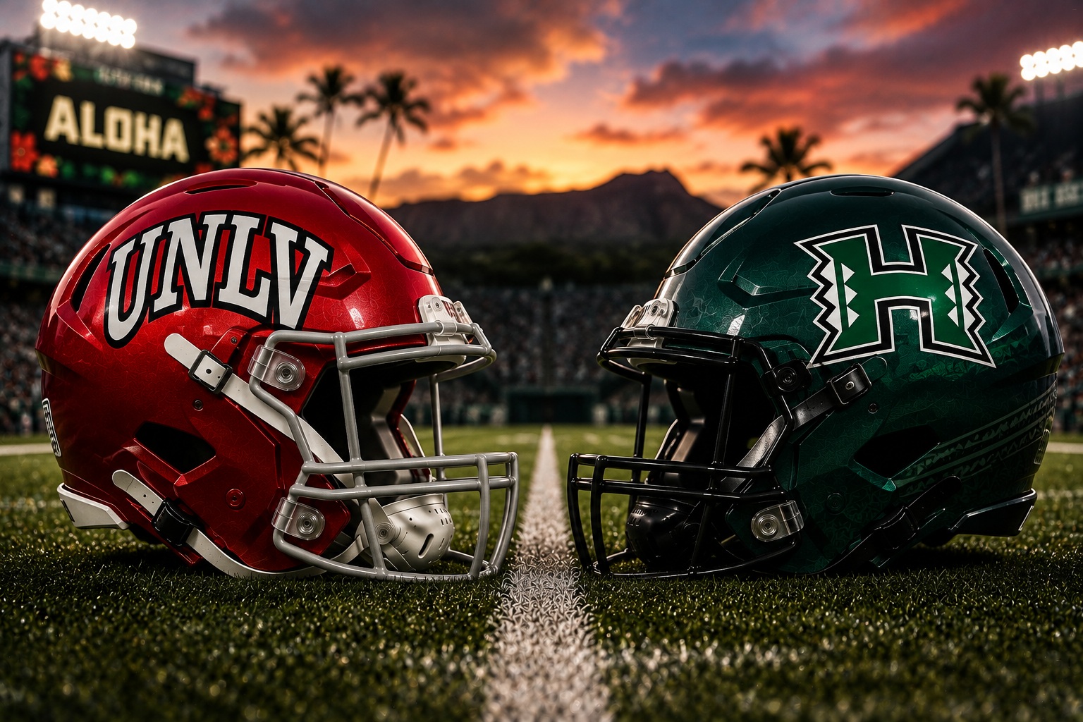 UNLV Rebels at Hawaii Rainbow Warriors college football Week 1 matchup graphic with spread pick and analysis from Joe Jensen