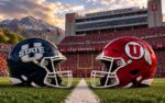 Utah State Aggies at Utah Utes Beehive Boot rivalry matchup graphic with spread pick and analysis from Joe Jensen