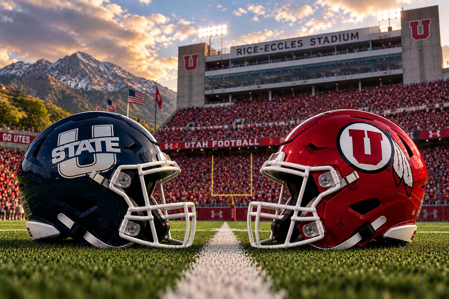 Utah State at Utah College Football Beehive Boot Pick Utah State Aggies at Utah Utes Beehive Boot rivalry matchup graphic with spread pick and analysis from Joe Jensen