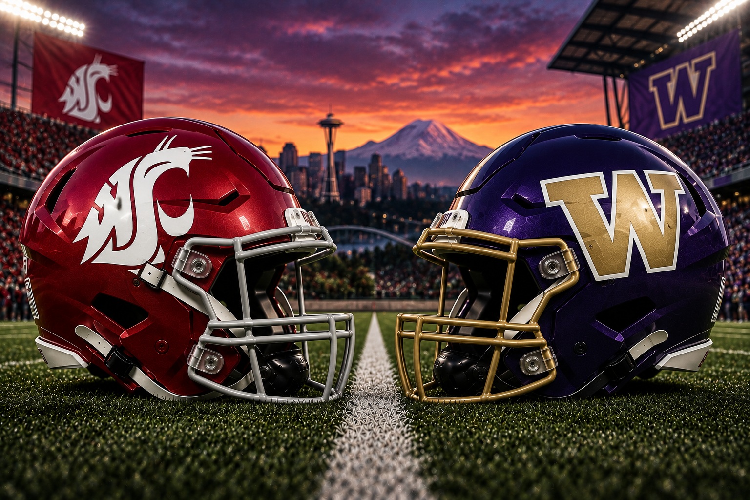 Washington State Cougars at Washington Huskies Apple Cup rivalry matchup graphic with spread pick and analysis from Joe Jensen