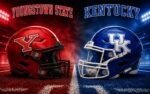 Youngstown State Penguins at Kentucky Wildcats college football Week 1 matchup graphic with spread pick and analysis from Joe Jensen