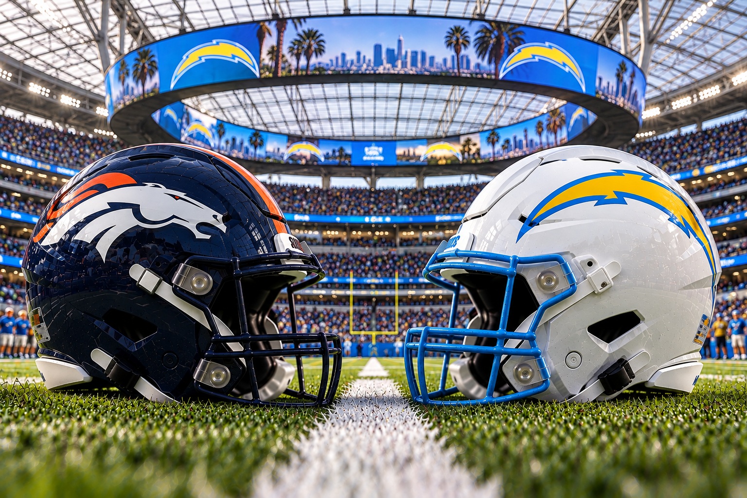 Denver Broncos at Los Angeles Chargers NFL Week 5 AFC West matchup graphic with spread pick and analysis from Joe Jensen