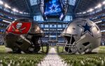 Tampa Bay Buccaneers at Dallas Cowboys NFL Week 5 Thursday Night Football matchup graphic with spread pick and analysis from Joe Jensen