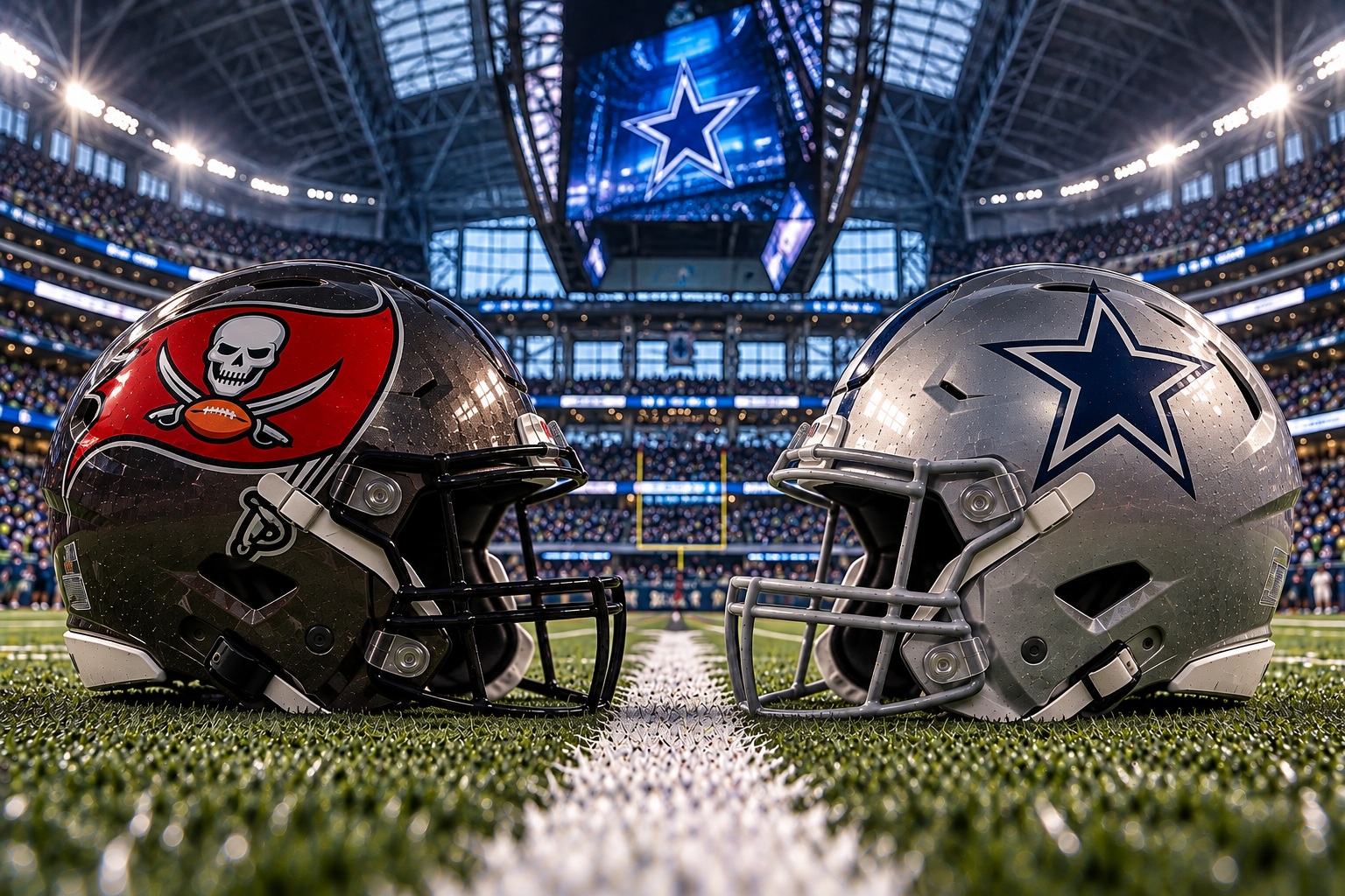Tampa Bay Buccaneers at Dallas Cowboys NFL Week 5 Thursday Night Football Pick Tampa Bay Buccaneers at Dallas Cowboys NFL Week 5 Thursday Night Football matchup graphic with spread pick and analysis from Joe Jensen