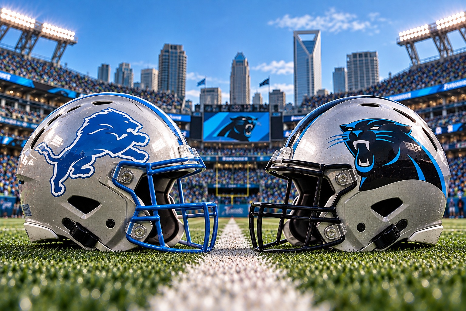 Lions vs Panthers Showdown on the Turf Detroit Lions at Carolina Panthers Sunday Night Football Week 4 matchup graphic with total pick and analysis from Joe Jensen
