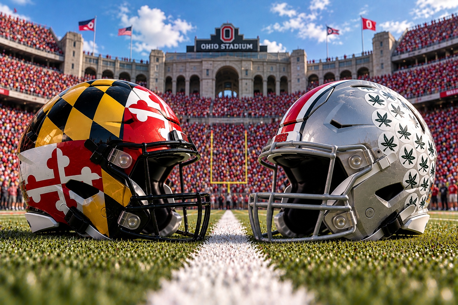 Maryland Terrapins at Ohio State Buckeyes Big Ten college football matchup graphic with spread pick and analysis from Joe Jensen