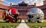 Maryland Terrapins at Ohio State Buckeyes college football matchup graphic with total pick and analysis from RBD