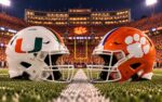 Miami Hurricanes at Clemson Tigers college football ACC matchup graphic with spread pick and analysis from Joe Jensen