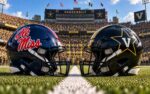 Ole Miss Rebels at Vanderbilt Commodores SEC college football matchup graphic with spread pick and analysis from Joe Jensen