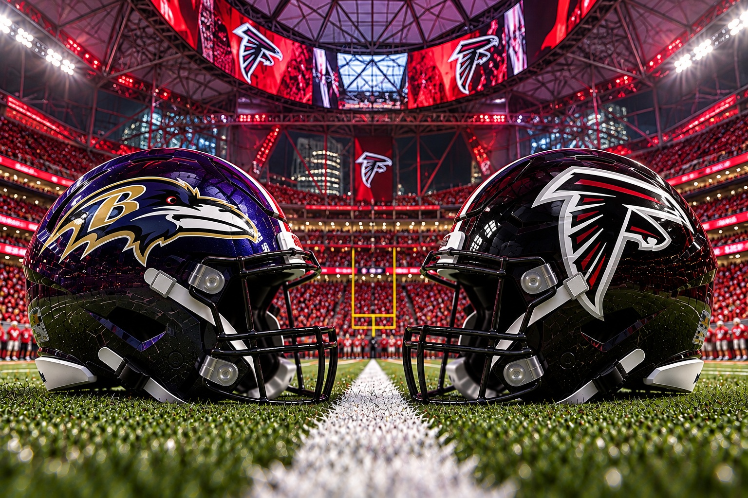 Baltimore Ravens at Atlanta Falcons Week 5 Sunday Night Football matchup graphic with total pick and analysis from Joe Jensen