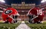 Georgia Bulldogs at Alabama Crimson Tide SEC college football matchup graphic with spread pick and analysis from Joe Jensen