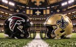Atlanta Falcons at New Orleans Saints NFL Week 4 Monday Night Football matchup graphic with spread pick and analysis from Joe Jensen