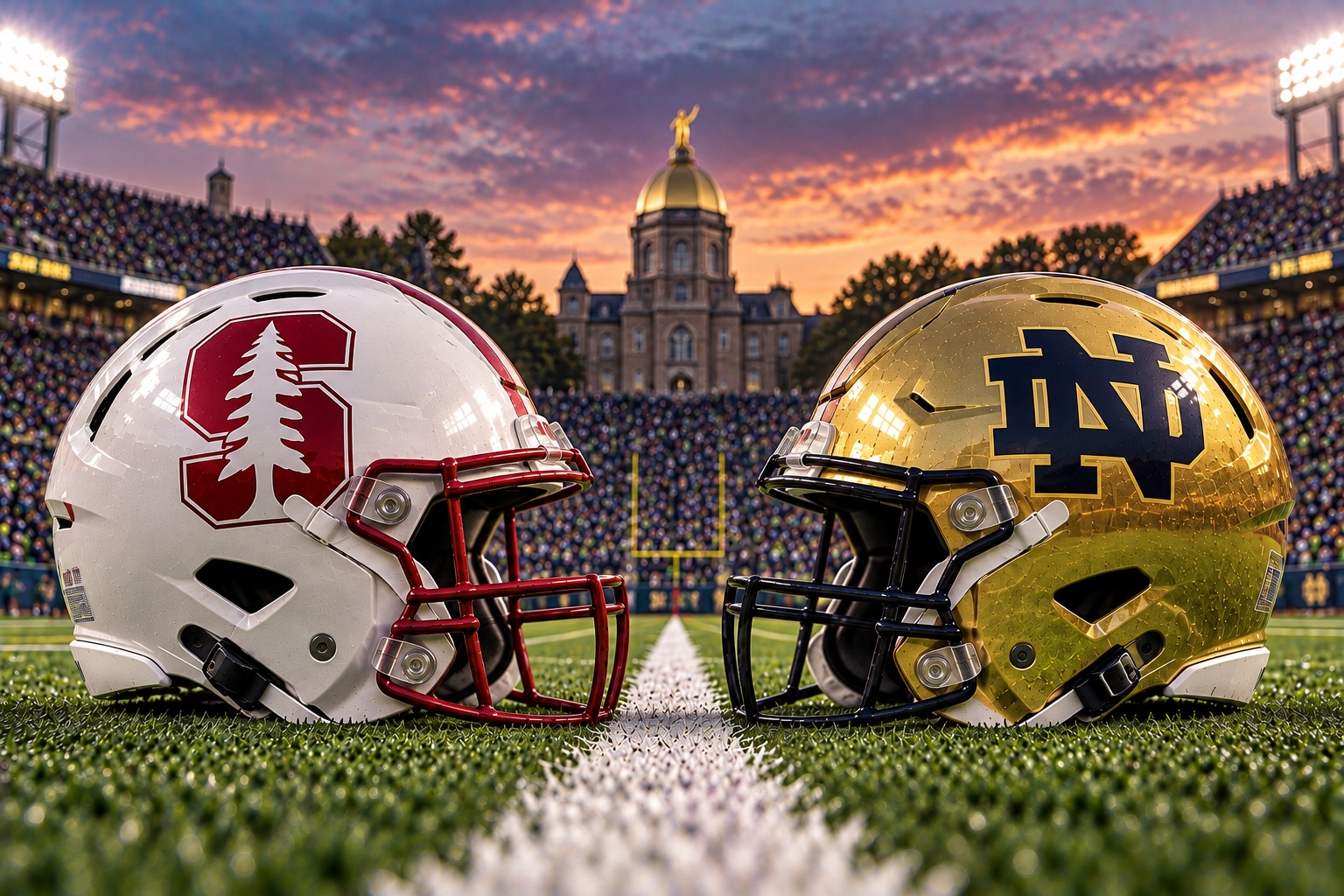 Stanford at Notre Dame College Football Pick Stanford Cardinal at Notre Dame Fighting Irish college football matchup graphic with spread pick and analysis from Mike Mann