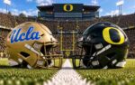 UCLA Bruins at Oregon Ducks Big Ten college football matchup graphic with spread pick and analysis from Joe Jensen