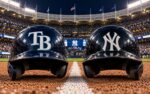 Tampa Bay Rays at New York Yankees AL Division Series Game 3 matchup graphic with moneyline pick and analysis from Joe Jensen